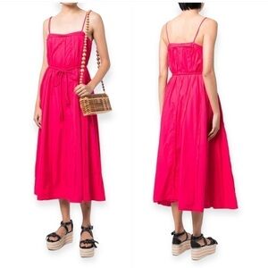 ULLA JOHNSON Leela Pleated Cotton Dress In Orchid, Size 6, New with tag